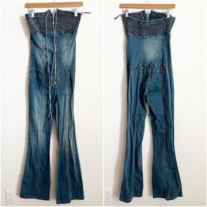 Vintage Y2K Jennifer Lopez Smocked Denim Jumpsuit
